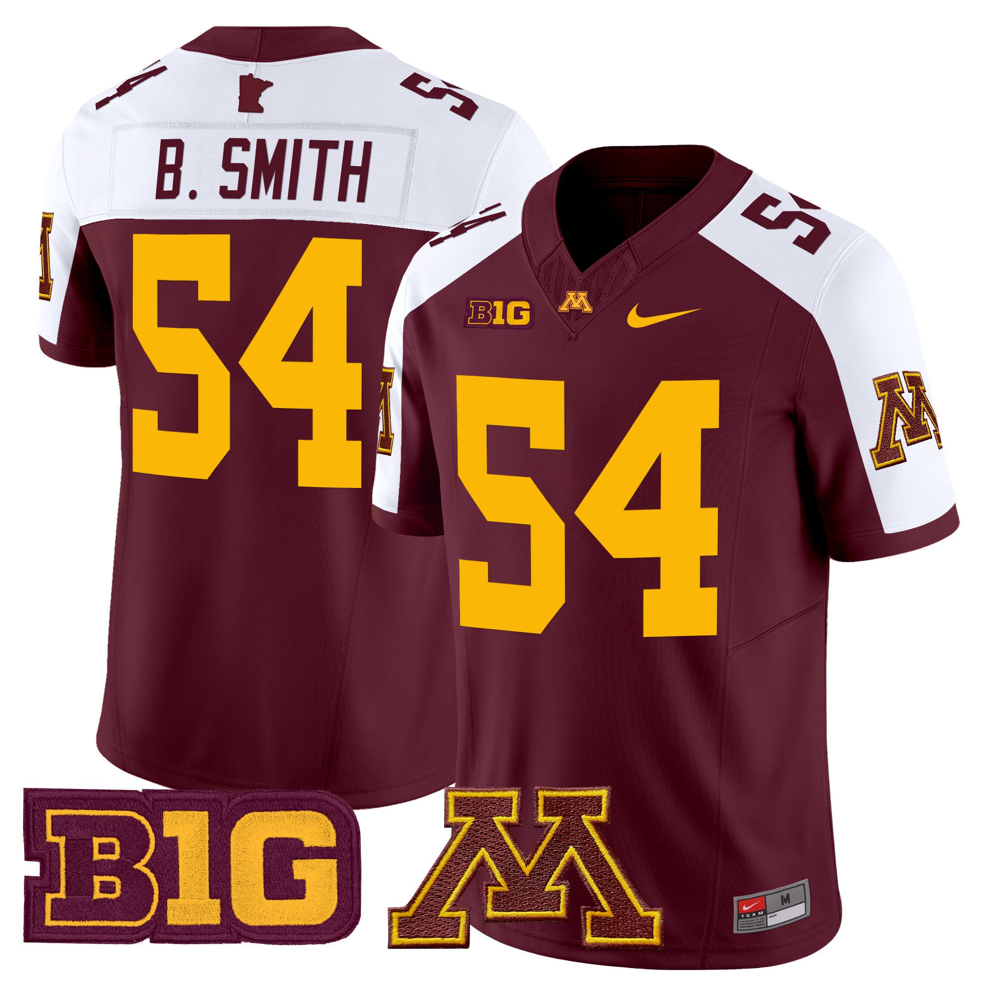 Men Minnesota Golden Gophers #54 B.Smith Red Nike 2024 Vapor Limited NCAA Jersey